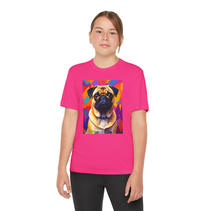 Pup Art Canvas - Kid's Sport Short Sleeve Tee (Pug)