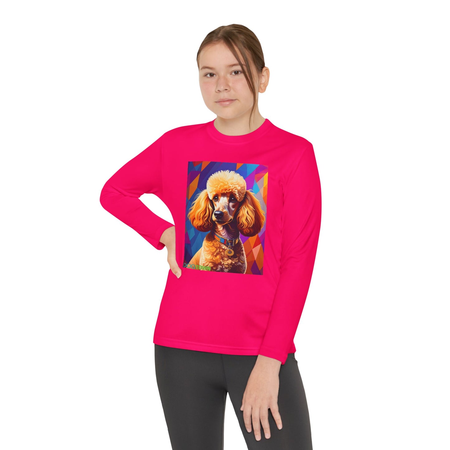 Pup Art Canvas - Kid's Sport Long Sleeve Tee (Toy Poodle)