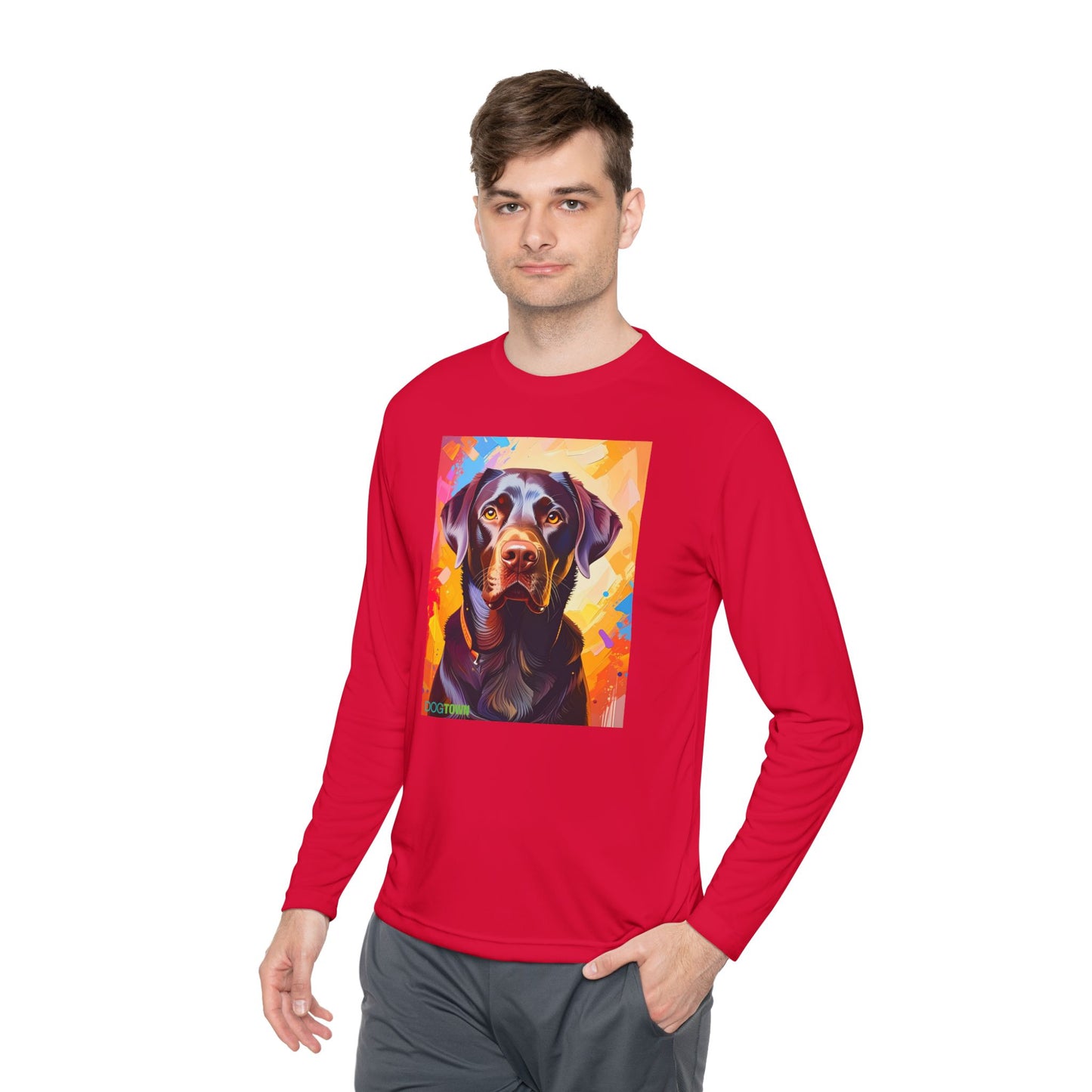 Pup Art Canvas Sport Long Sleeve Tee (Chocolate Lab)