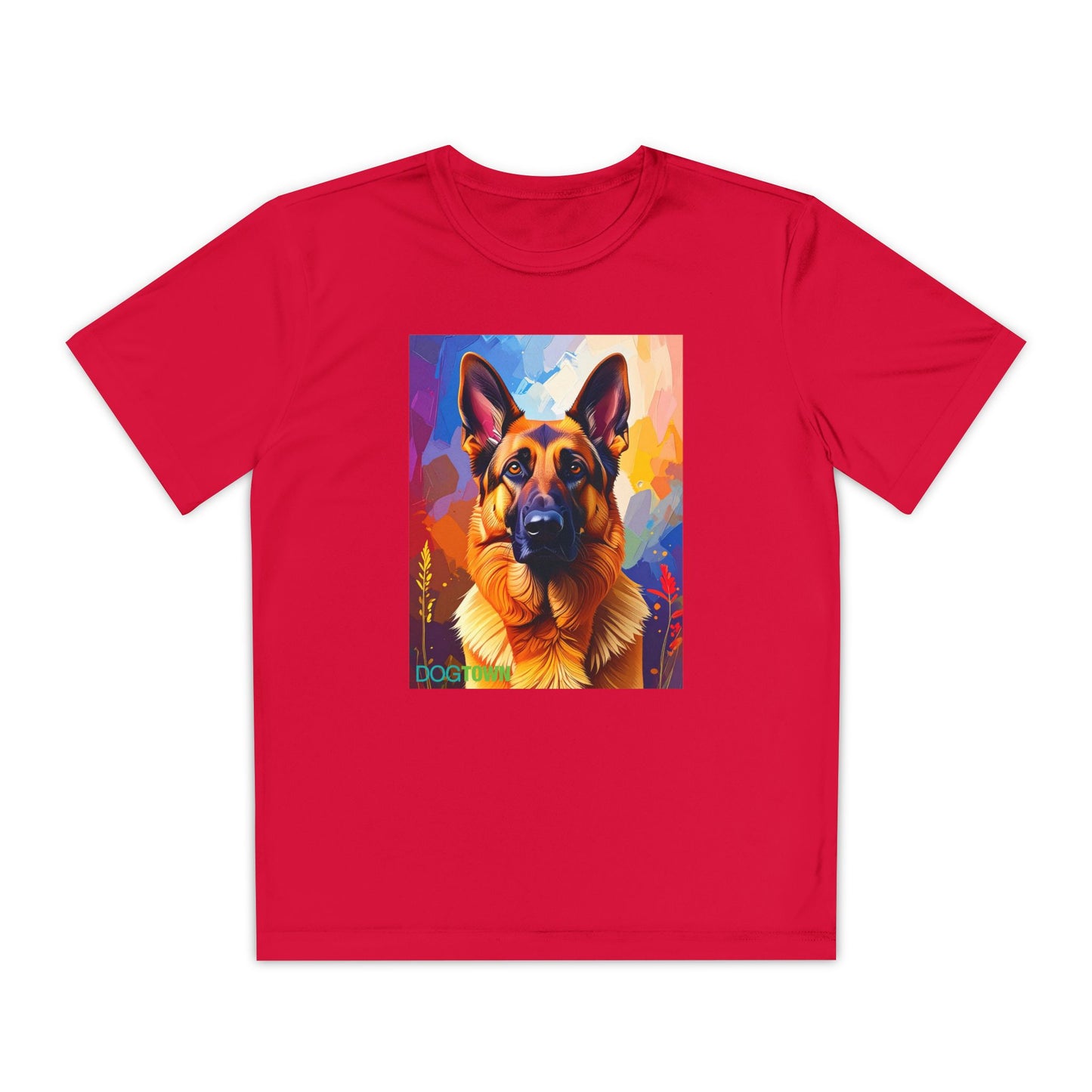 Pup Art Canvas - Kid's Sport Short Sleeve Tee (German Shepherd)