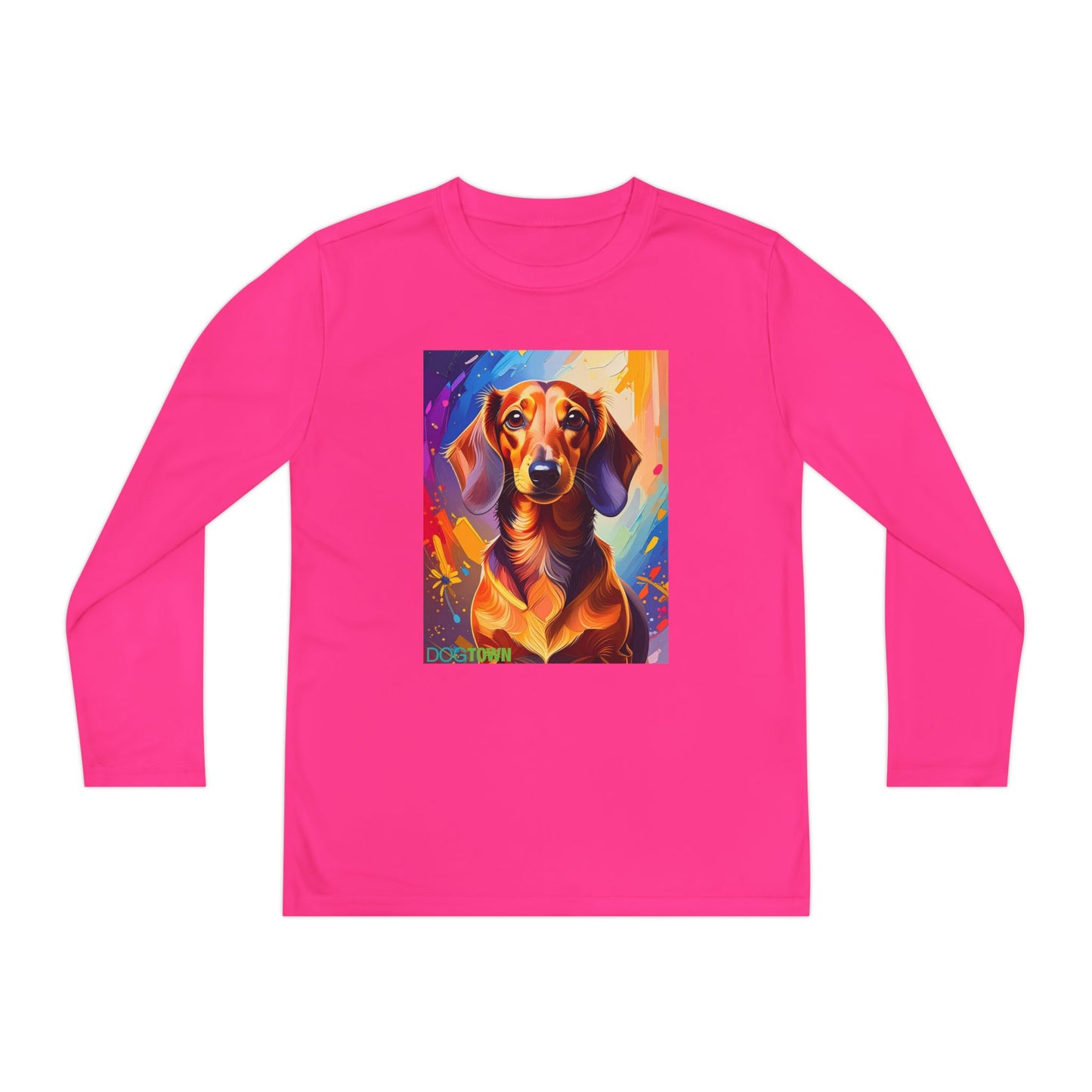 Pup Art Canvas - Kid's Sport Long Sleeve Tee (Dachshund)