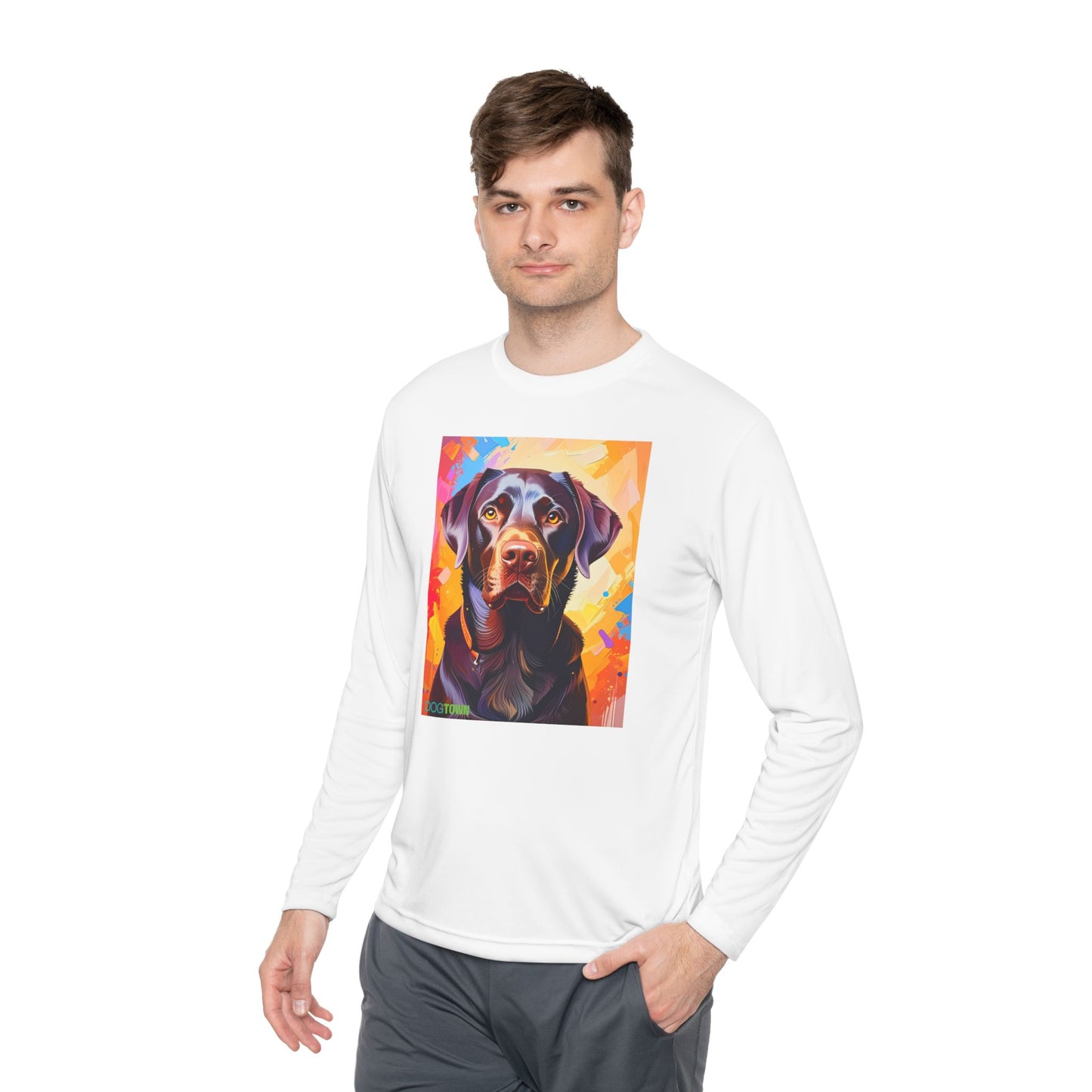 Pup Art Canvas Sport Long Sleeve Tee (Chocolate Lab)