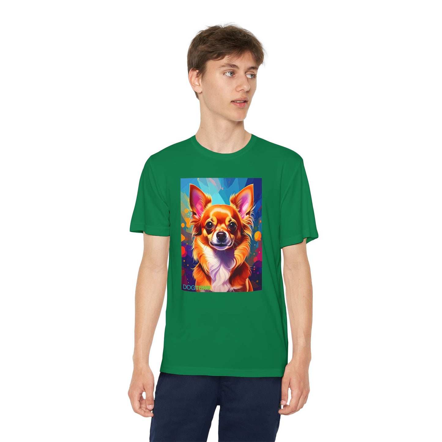 Pup Art Canvas - Kid's Sport Short Sleeve Tee (Chihuauha)