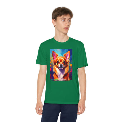 Pup Art Canvas - Kid's Sport Short Sleeve Tee (Chihuauha)