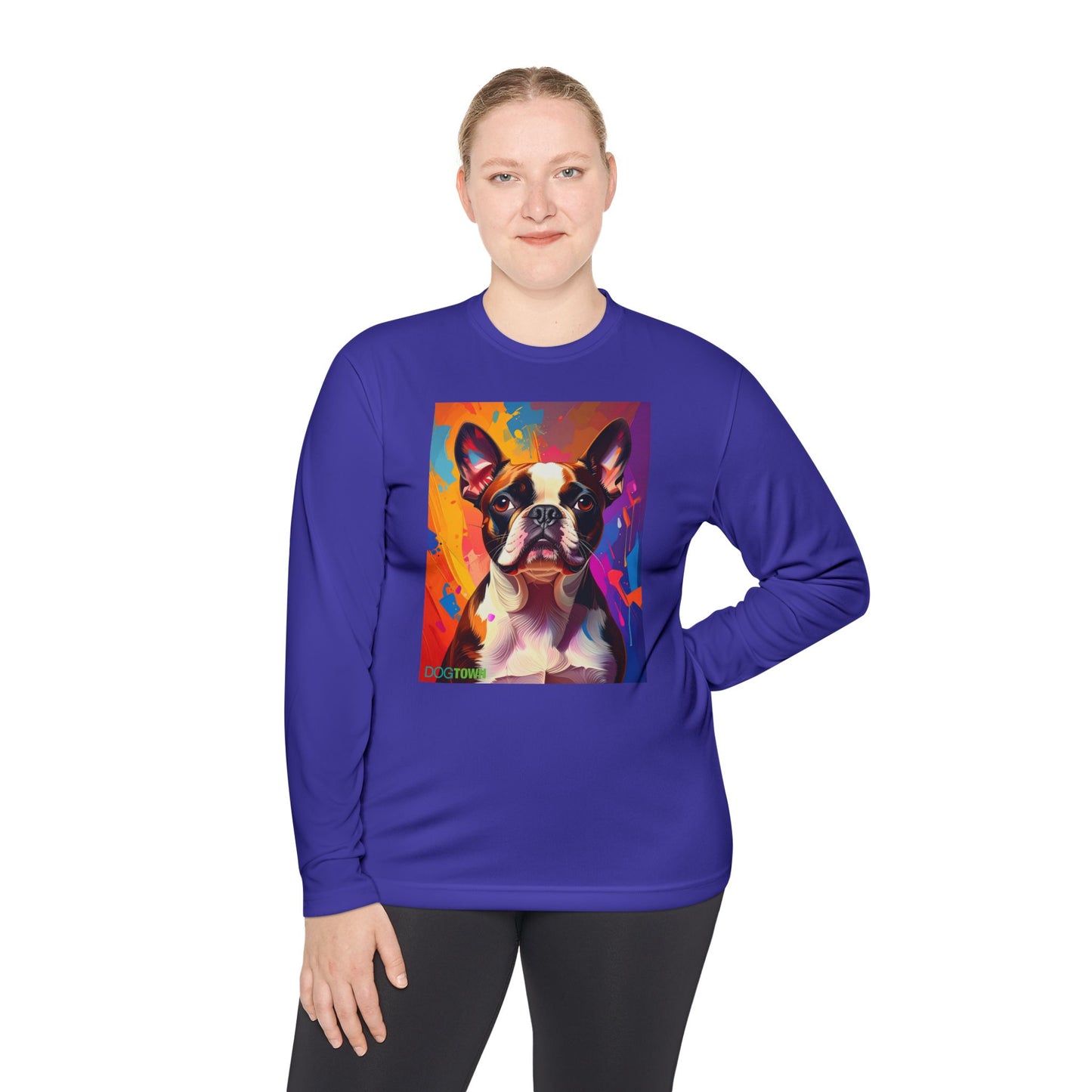 Pup Art Canvas Sport Long Sleeve Tee (Boston Terrier)