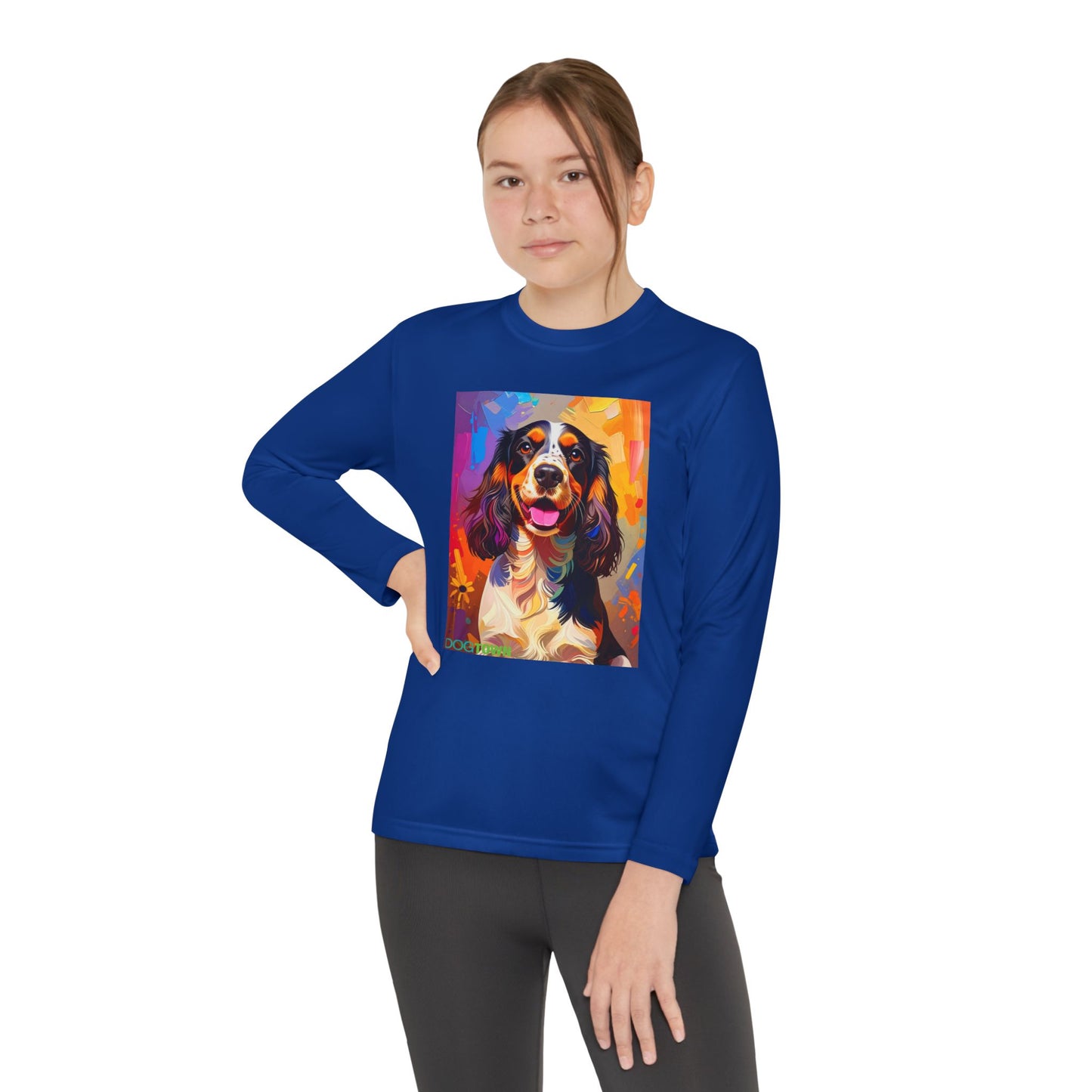 Pup Art Canvas - Kid's Sport Long Sleeve Tee (English Springer Spaniel)