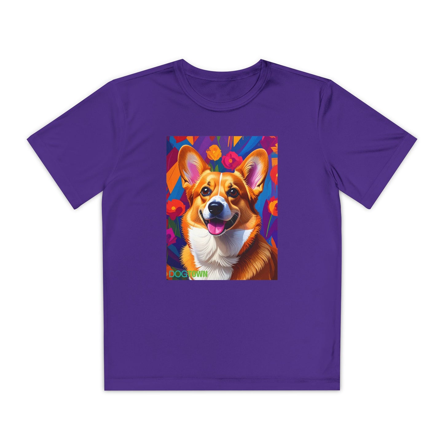 Pup Art Canvas - Kid's Sport Short Sleeve Tee (Corgi)