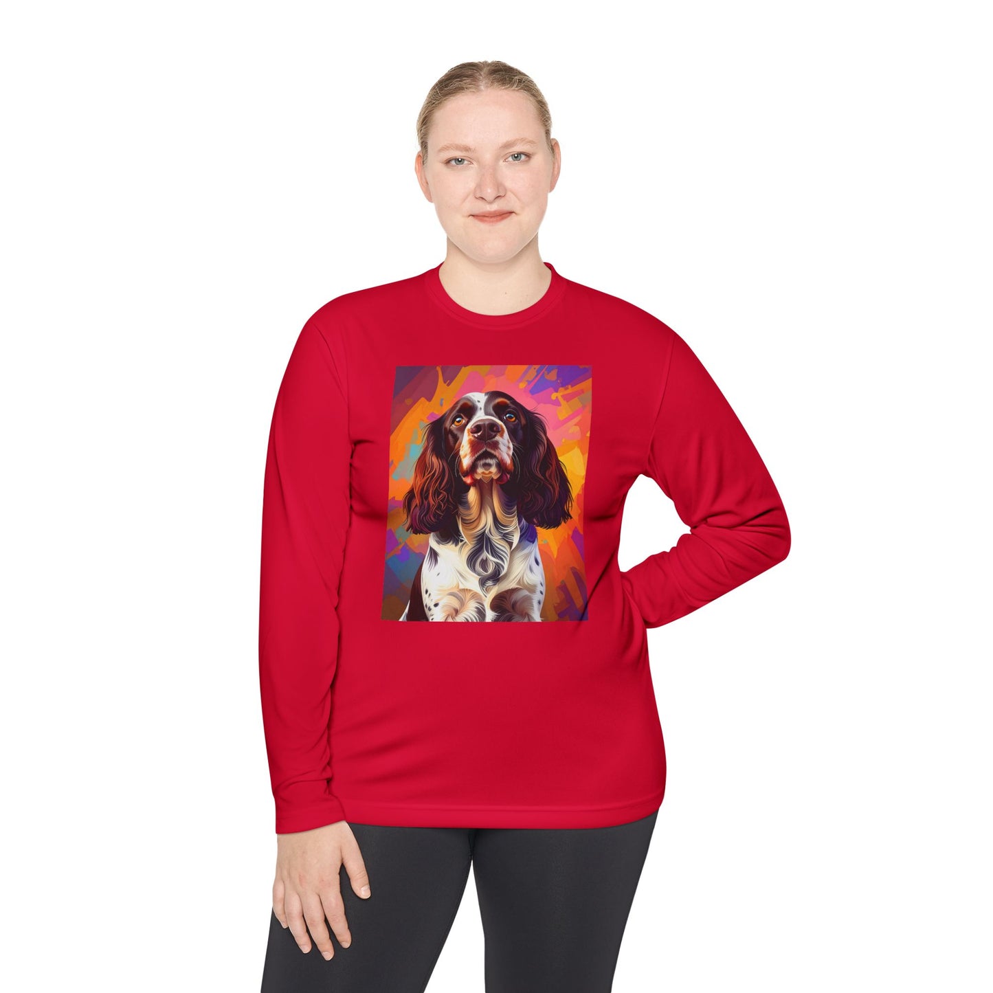 Pup Art Canvas Sport Long Sleeve Tee (English Springer Spaniel - 2)