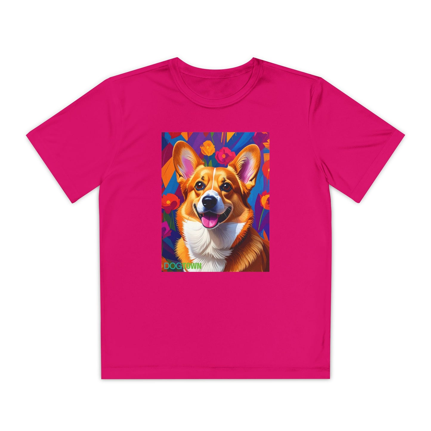 Pup Art Canvas - Kid's Sport Short Sleeve Tee (Corgi)