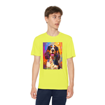 Pup Art Canvas - Kid's Sport Short Sleeve Tee (English Springer Spaniel)