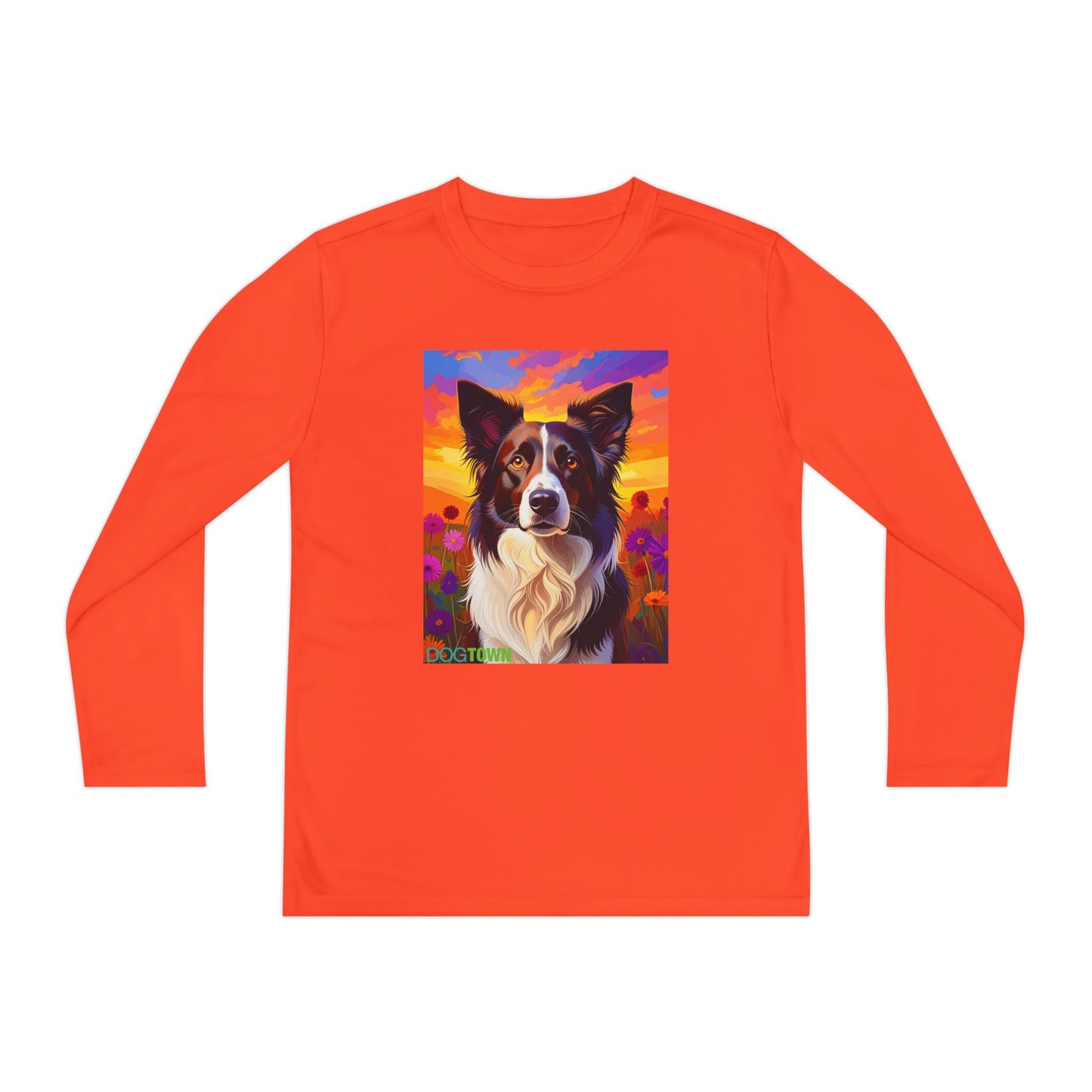 Pup Art Canvas - Kid's Sport Long Sleeve Tee (Border Collie)
