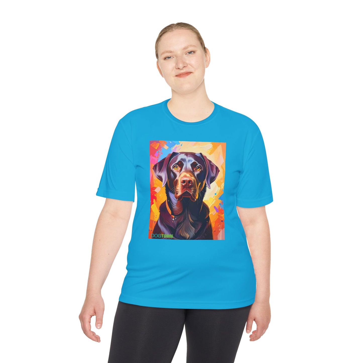 Pup Art Canvas Unisex Moisture Wicking Tee (Chocolate Lab)