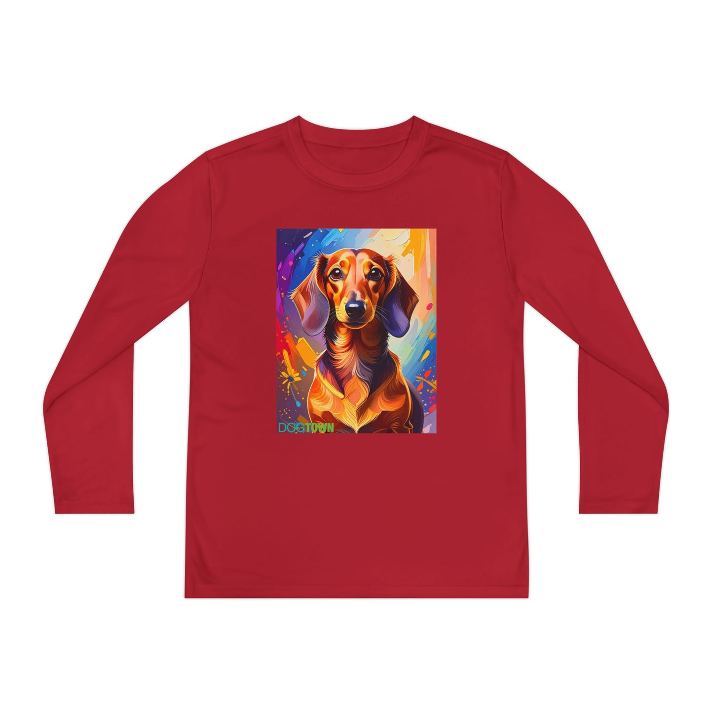 Pup Art Canvas - Kid's Sport Long Sleeve Tee (Dachshund)
