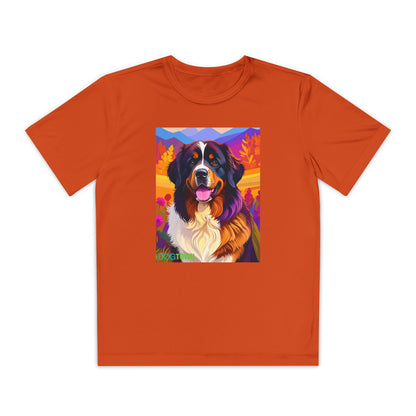 Pup Art Canvas - Kid's Sport Short Sleeve Tee (Bernese Mountain Dog)
