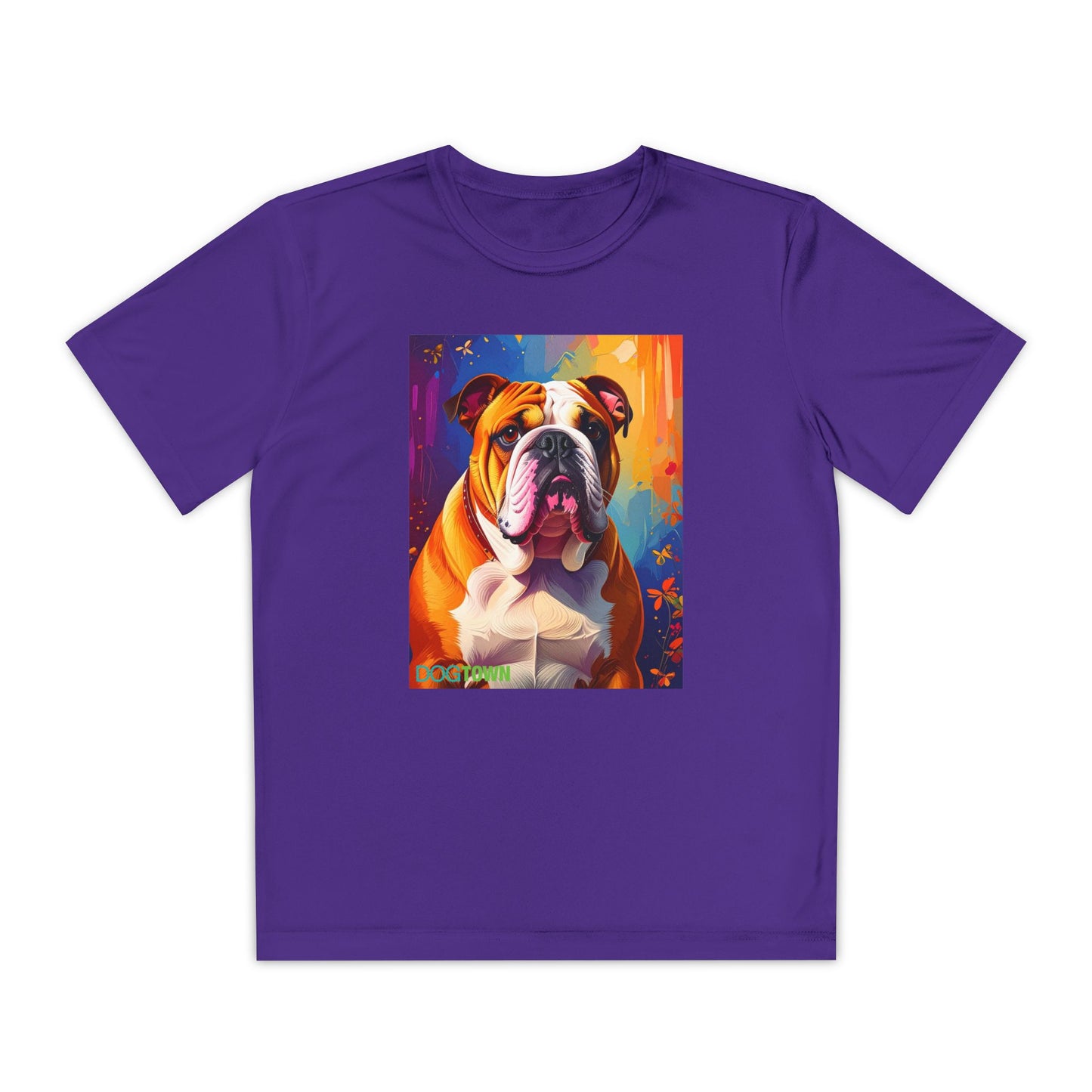 Pup Art Canvas - Kid's Sport Short Sleeve Tee (English Bulldog)
