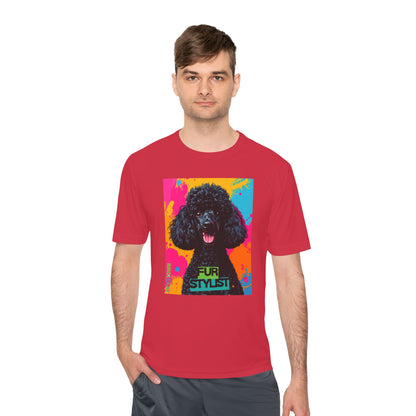 Dogtown Fur Stylist Groomer Short Sleeve Shirt (Colorful with Black Poodle)