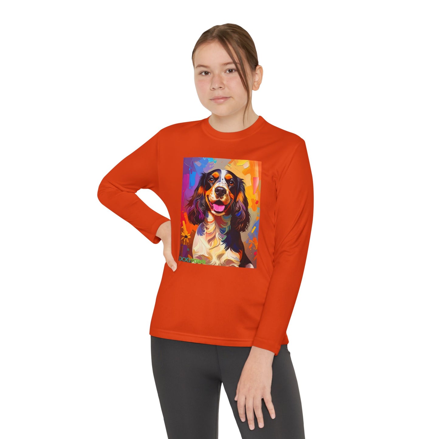 Pup Art Canvas - Kid's Sport Long Sleeve Tee (English Springer Spaniel)