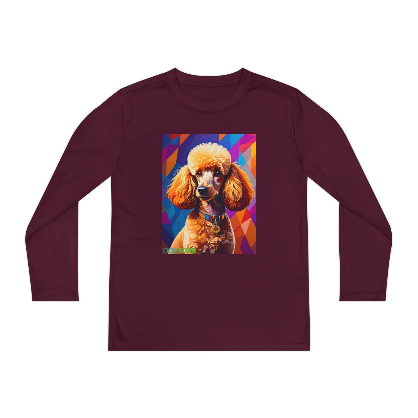 Pup Art Canvas - Kid's Sport Long Sleeve Tee (Toy Poodle)