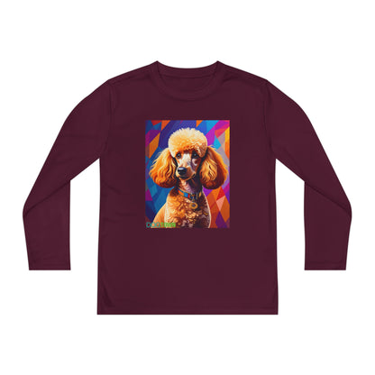 Pup Art Canvas - Kid's Sport Long Sleeve Tee (Toy Poodle)