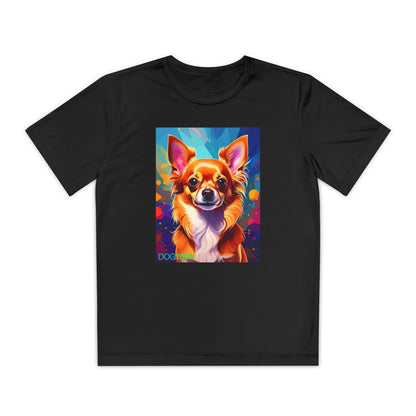 Pup Art Canvas - Kid's Sport Short Sleeve Tee (Chihuauha)