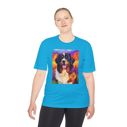 Pup Art Canvas Unisex Moisture Wicking Tee (Bernese Mountain Dog)