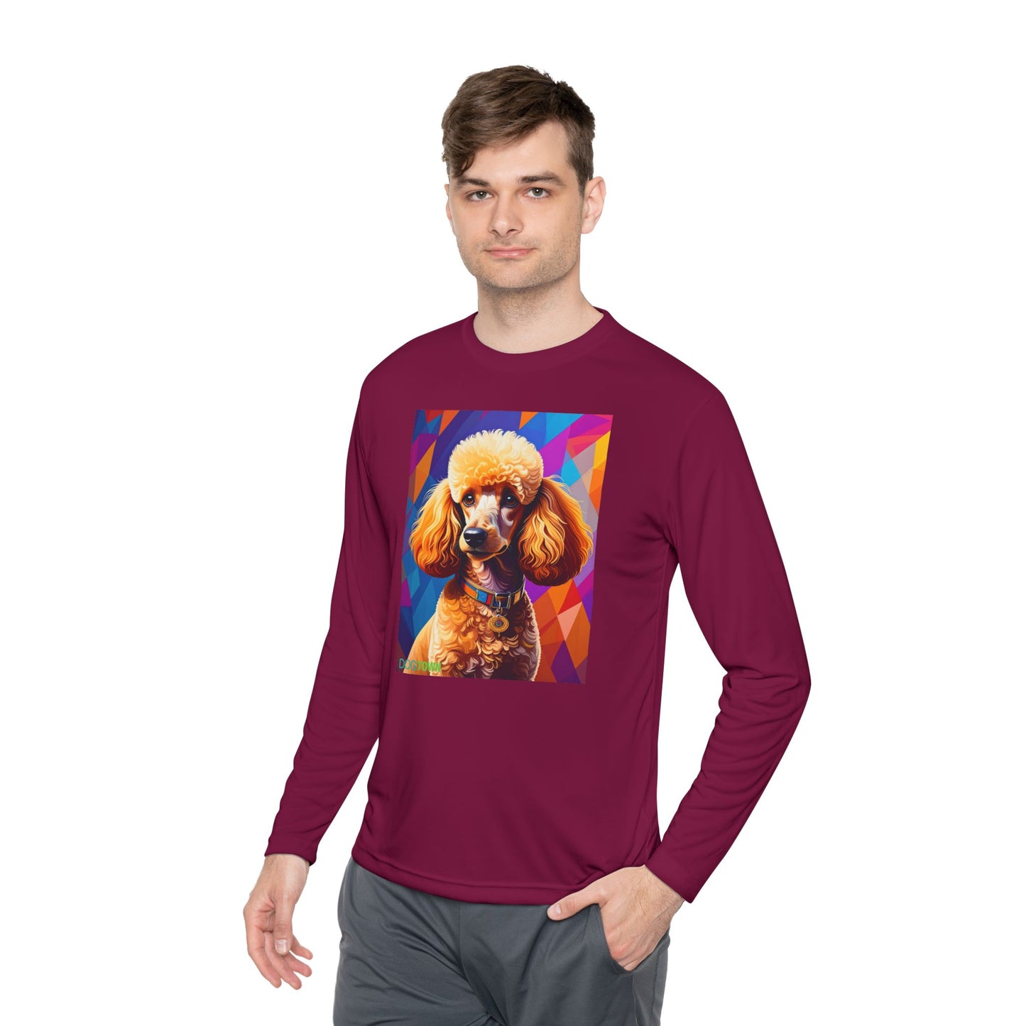 Pup Art Canvas Sport Long Sleeve Tee (Mini Poodle)