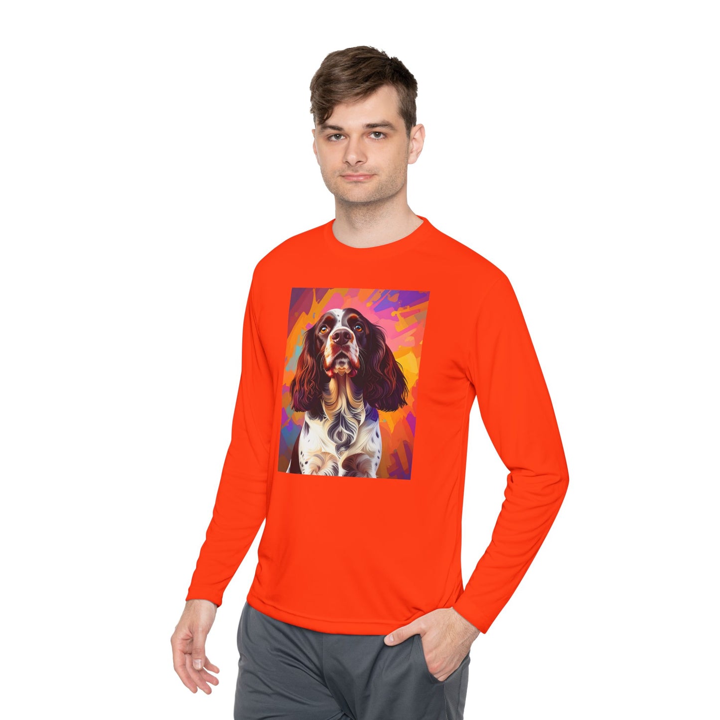 Pup Art Canvas Sport Long Sleeve Tee (English Springer Spaniel - 2)
