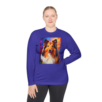 Pup Art Canvas Sport Long Sleeve Tee (Sheltie)