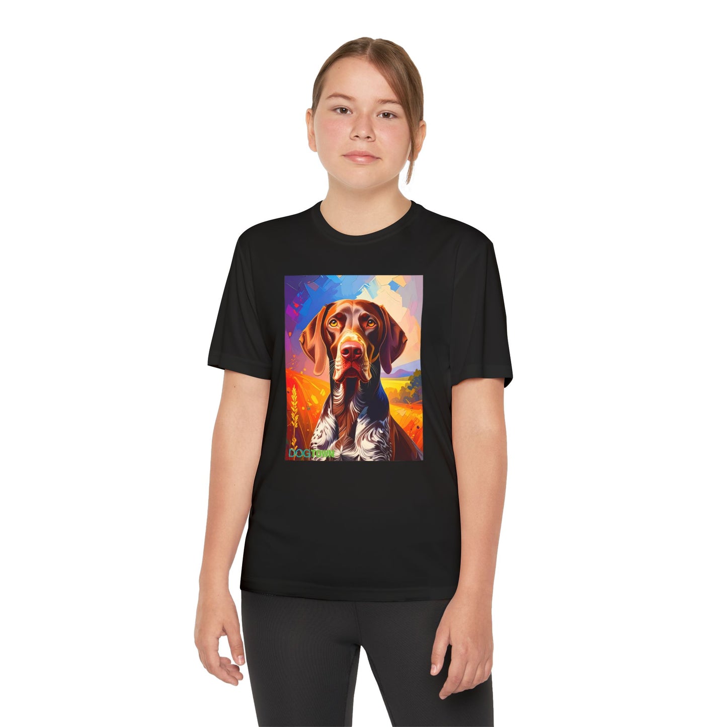 Pup Art Canvas - Kid's Sport Short Sleeve Tee (German Shorthaired Pointer)