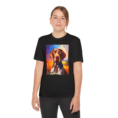 Pup Art Canvas - Kid's Sport Short Sleeve Tee (German Shorthaired Pointer)