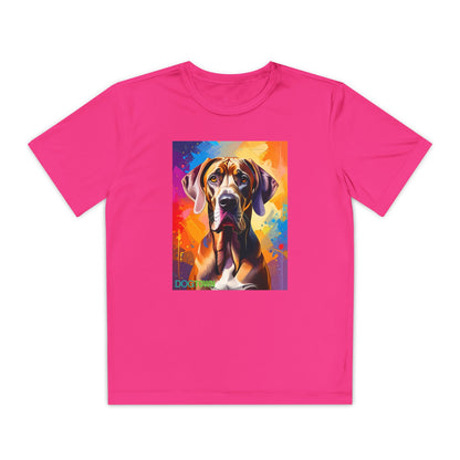 Pup Art Canvas - Kid's Sport Short Sleeve Tee (Great Dane)