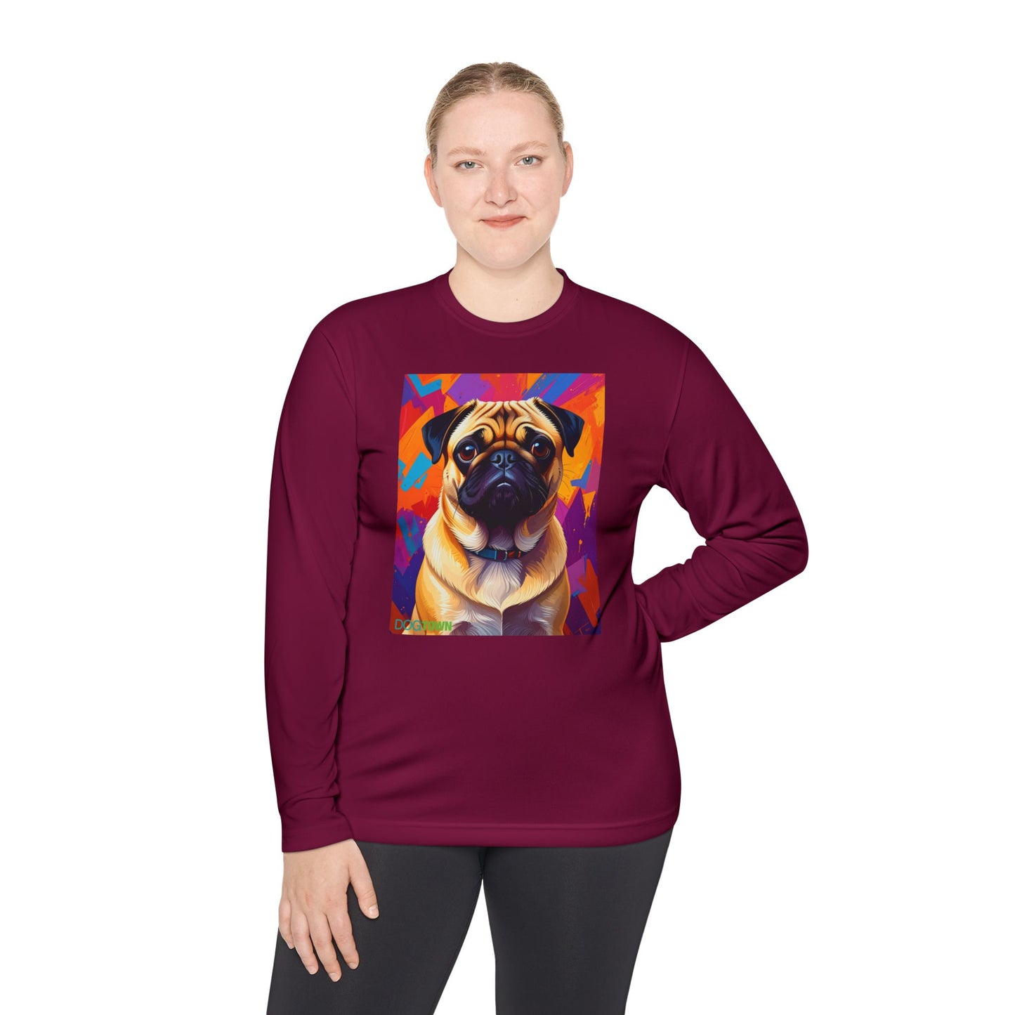 Pup Art Canvas Sport Long Sleeve Tee (Pug)