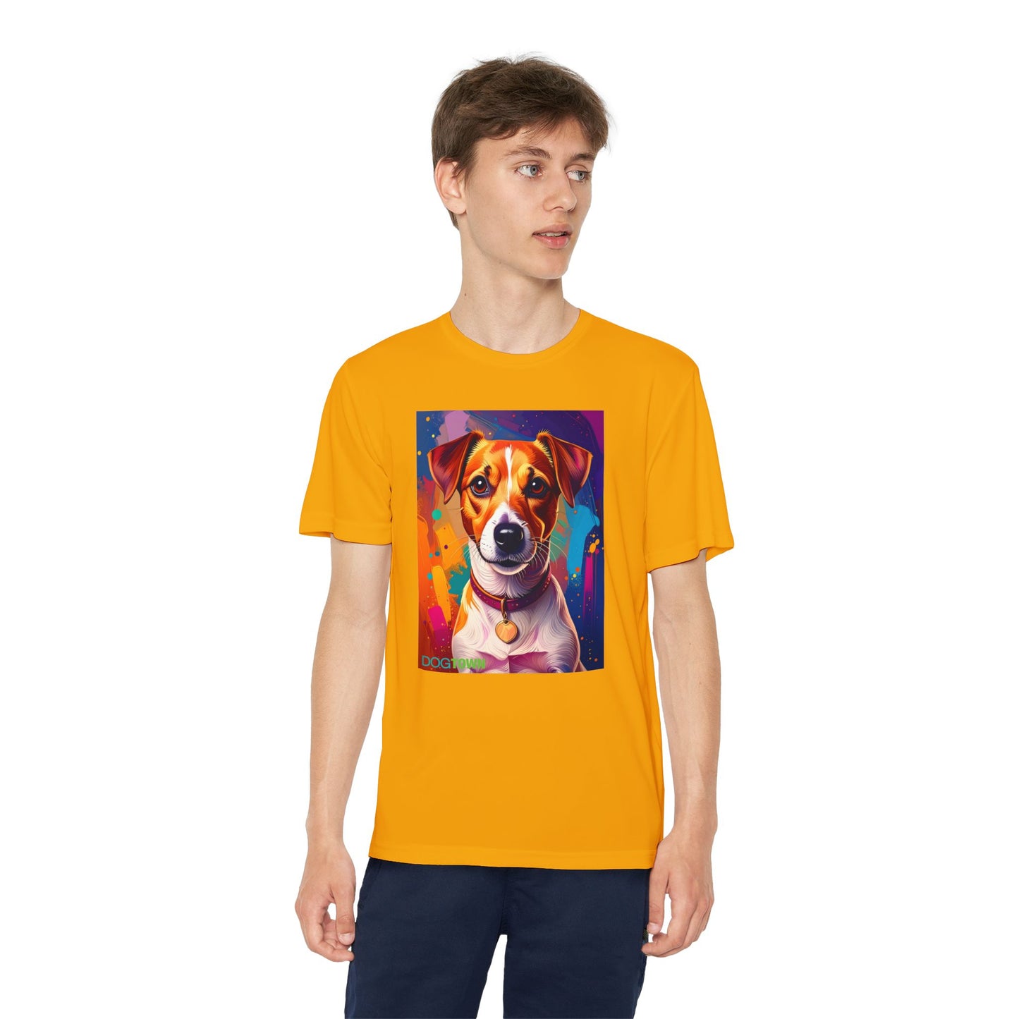 Pup Art Canvas - Kid's Sport Short Sleeve Tee (Jack Russell Terrier)