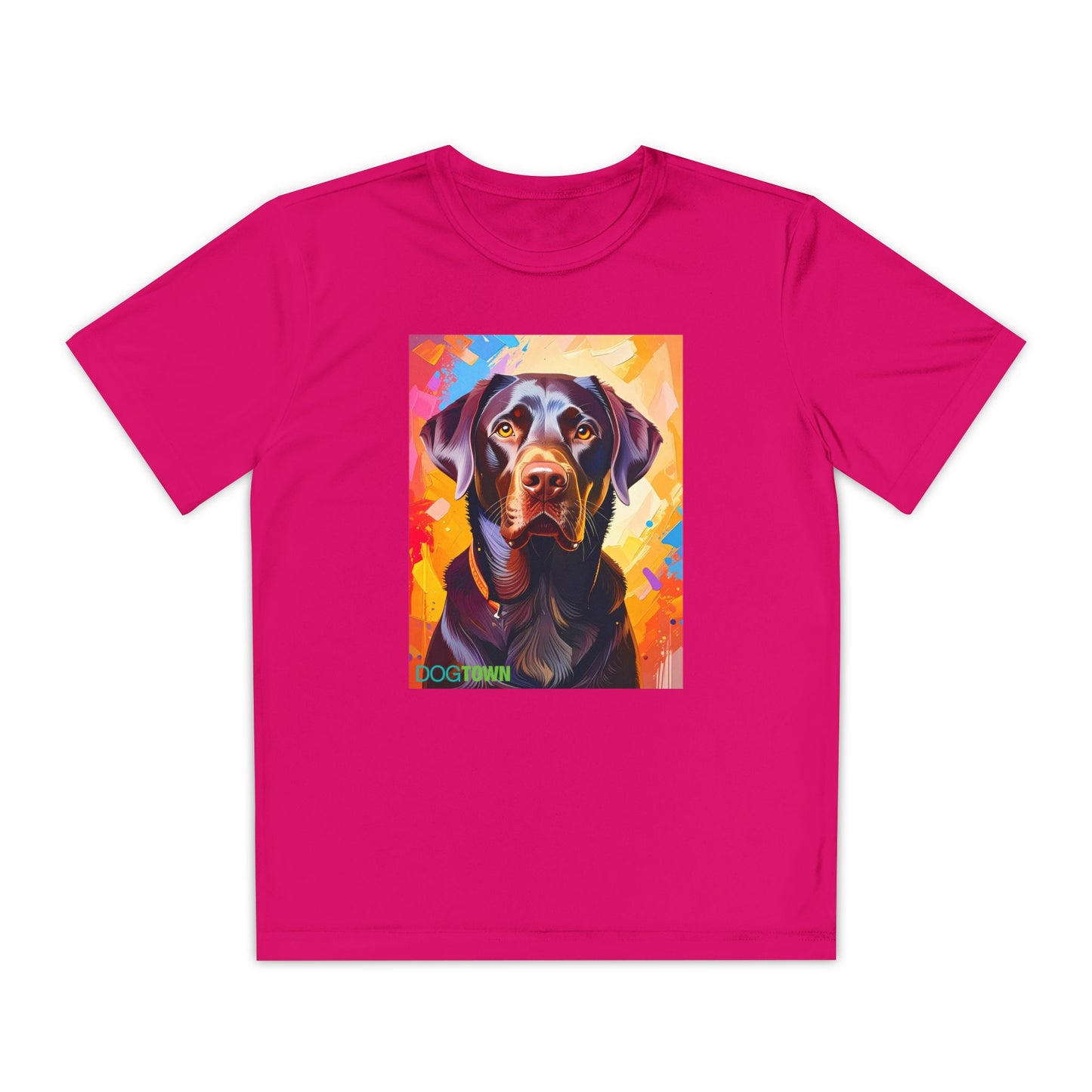 Pup Art Canvas - Kid's Sport Short Sleeve Tee (Chocolate Lab)