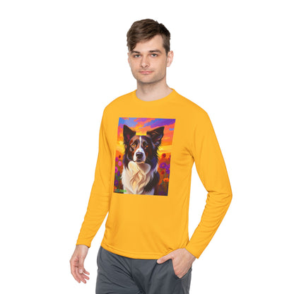 Pup Art Canvas Sport Long Sleeve Tee (Border Collie)