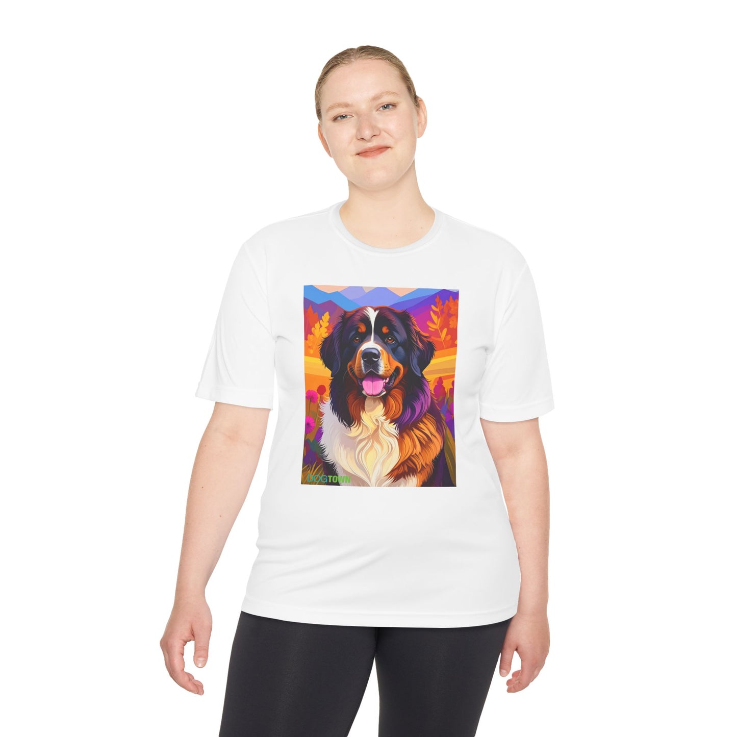 Pup Art Canvas Unisex Moisture Wicking Tee (Bernese Mountain Dog)