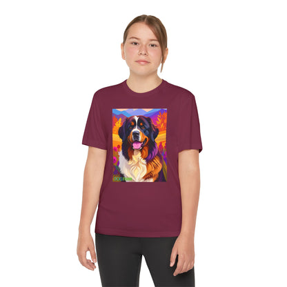 Pup Art Canvas - Kid's Sport Short Sleeve Tee (Bernese Mountain Dog)