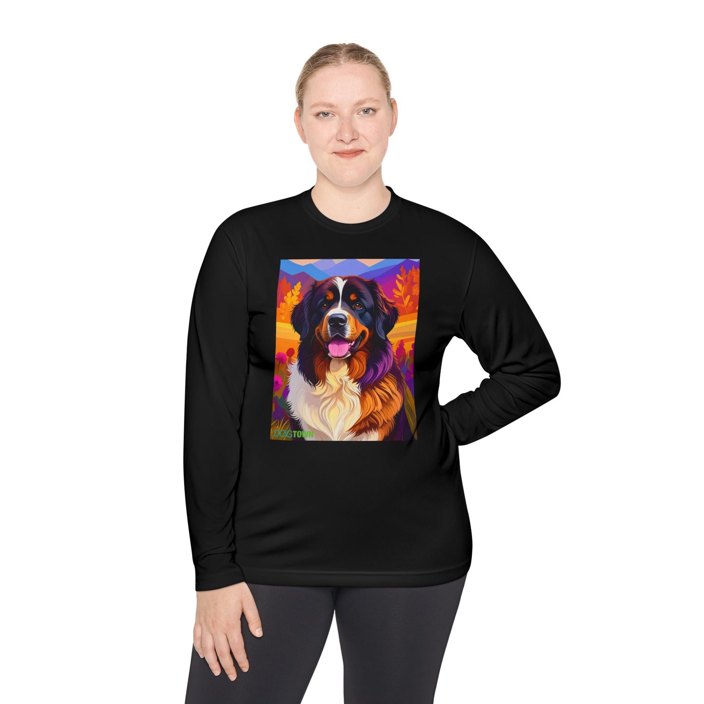 Pup Art Canvas Sport Long Sleeve Tee (Bernese Mountain Dog)