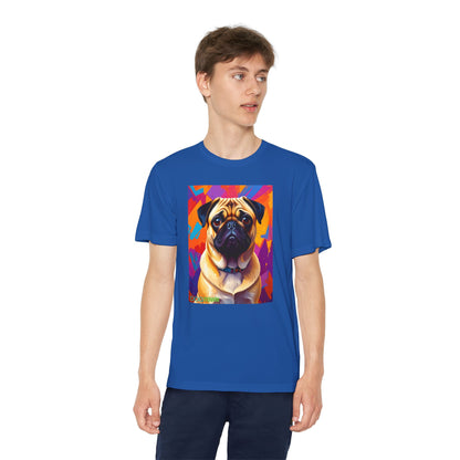 Pup Art Canvas - Kid's Sport Short Sleeve Tee (Pug)