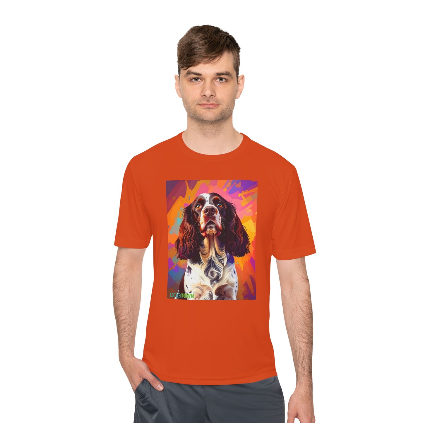 Pup Art Canvas Unisex Moisture Wicking Tee (English Springer Spaniel - 2)