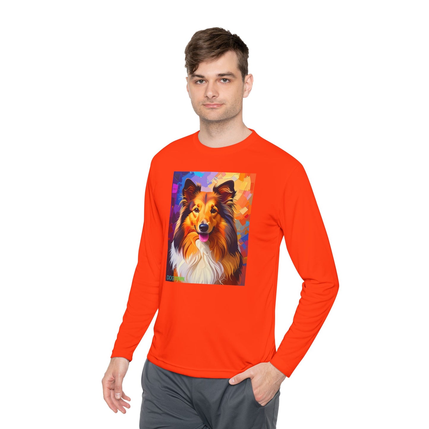 Pup Art Canvas Sport Long Sleeve Tee (Sheltie)