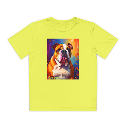 Pup Art Canvas - Kid's Sport Short Sleeve Tee (English Bulldog)