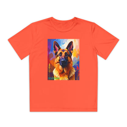 Pup Art Canvas - Kid's Sport Short Sleeve Tee (German Shepherd)