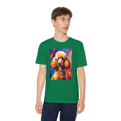 Pup Art Canvas - Kid's Sport Short Sleeve Tee (Toy Poodle)