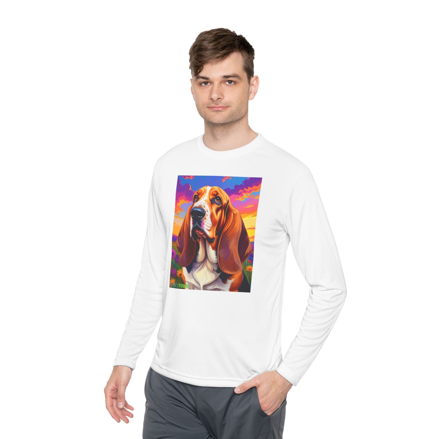 Pup Art Canvas Sport Long Sleeve Tee (Basset Hound)