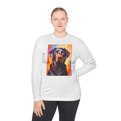 Pup Art Canvas Sport Long Sleeve Tee (Chocolate Lab)