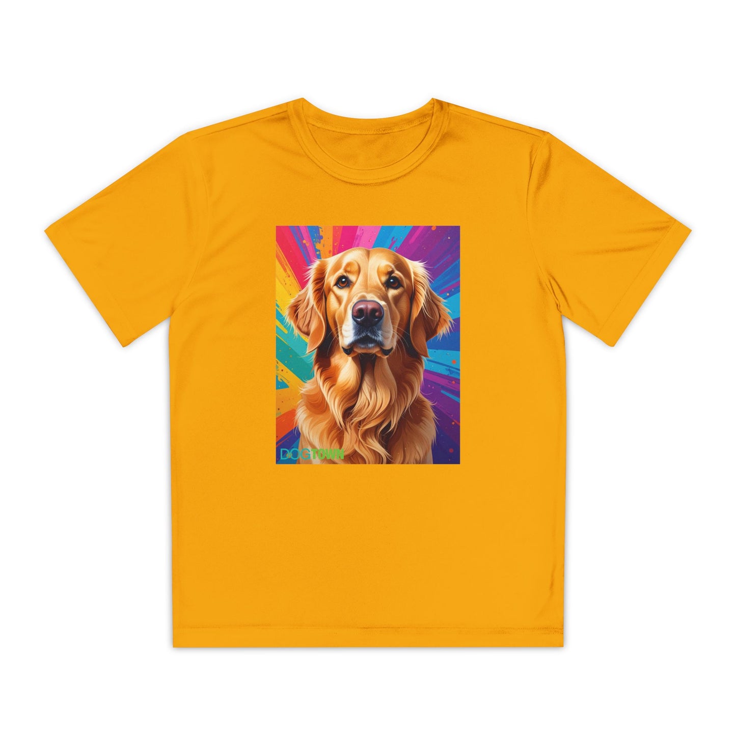 Pup Art Canvas - Kid's Sport Short Sleeve Tee (Golden Retriever)