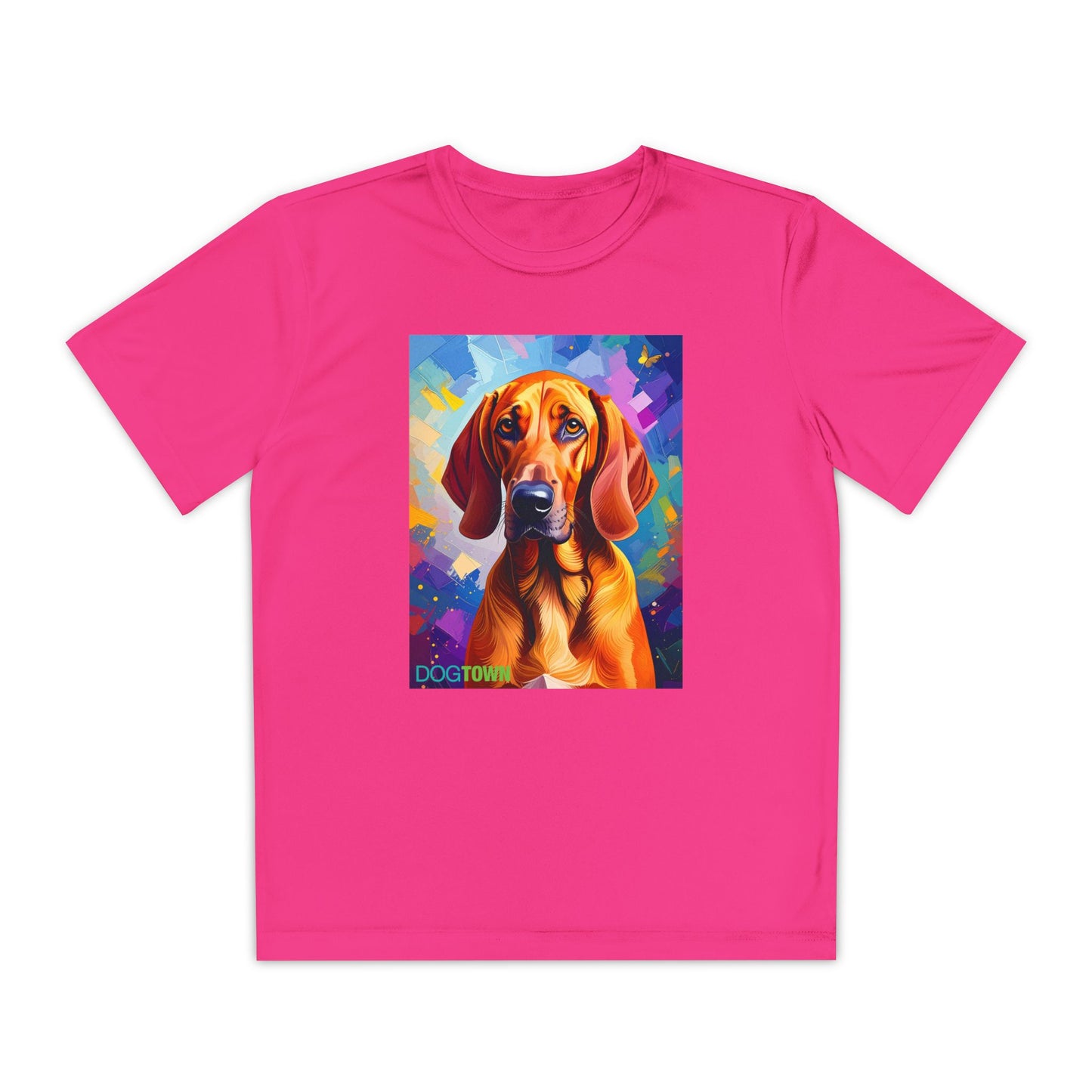 Pup Art Canvas - Kid's Sport Short Sleeve Tee (Redbone Coonhound)