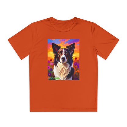 Pup Art Canvas - Kid's Sport Short Sleeve Tee (Border Collie)