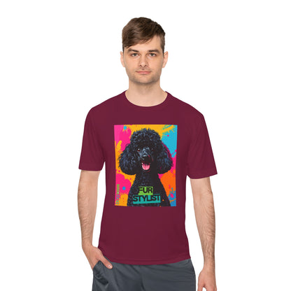 Dogtown Fur Stylist Groomer Short Sleeve Shirt (Colorful with Black Poodle)